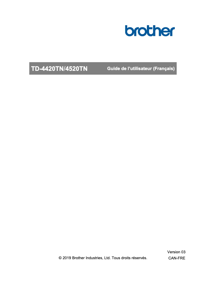 Image de la première page du manuel de l'appareil TD-4520TN