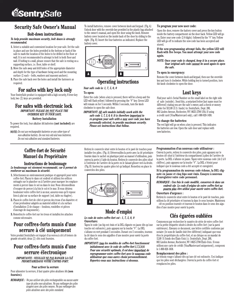 Page n°1 - Manuel utilisateur Sentry X055