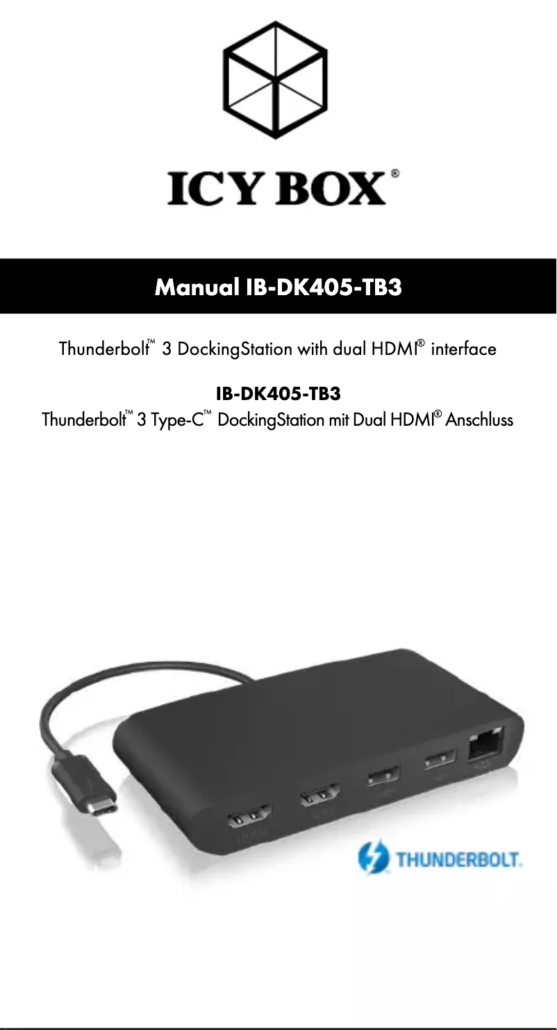 Page 1 de la notice Manuel utilisateur Icy Box IB-DK405-TB3