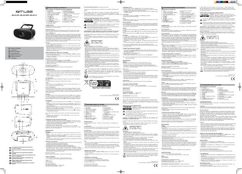 Page 1 de la notice Manuel utilisateur Muse MD-202 RDW