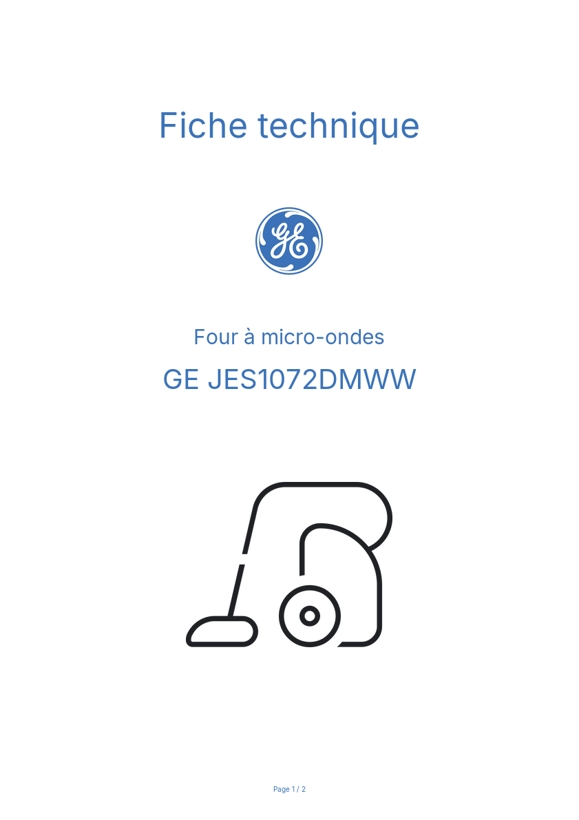 Page n°1 - Fiche technique GE JES1072DMWW