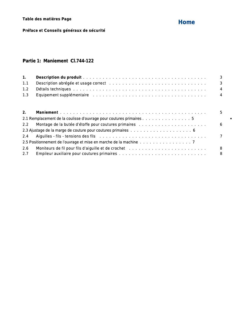 Image de la première page du manuel de l'appareil 744-122