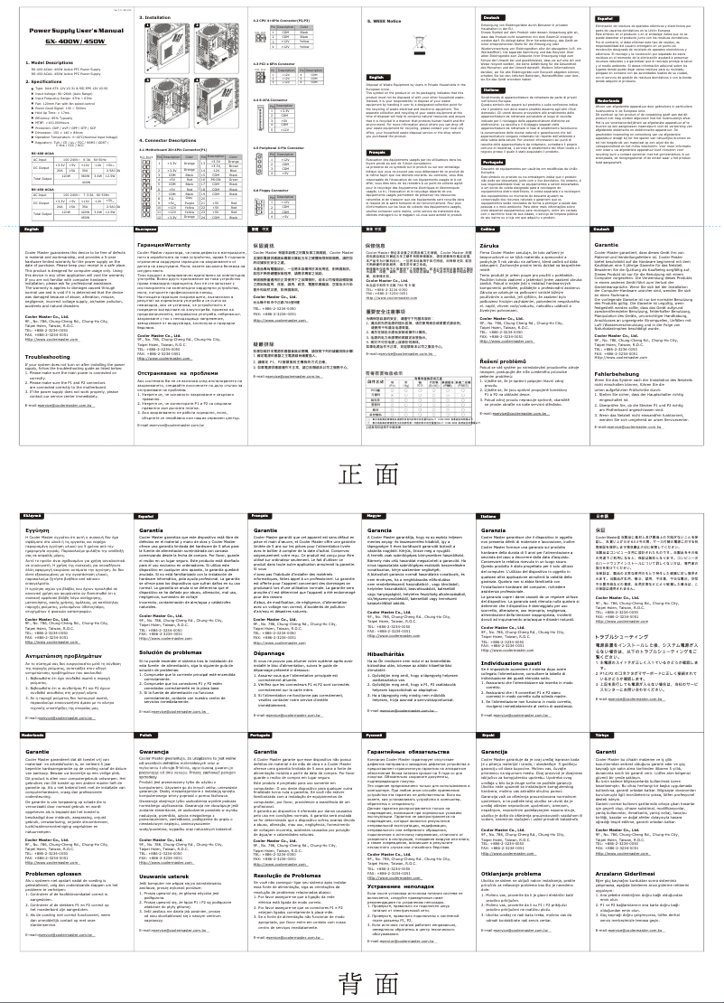 Page 1 de la notice Manuel utilisateur Cooler Master GX 450