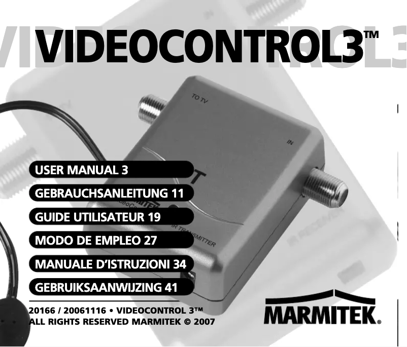 Page 1 de la notice Manuel utilisateur Marmitek VideoControl 3