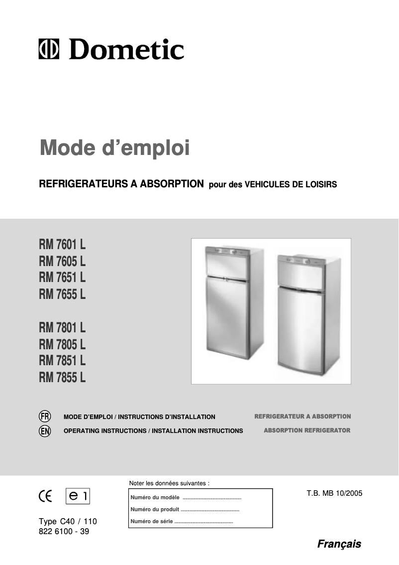 Image de la première page du manuel de l'appareil RM 7851 L