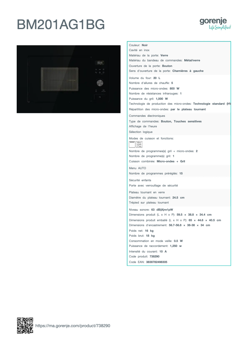 Image de la première page du manuel de l'appareil BM201AG1BG