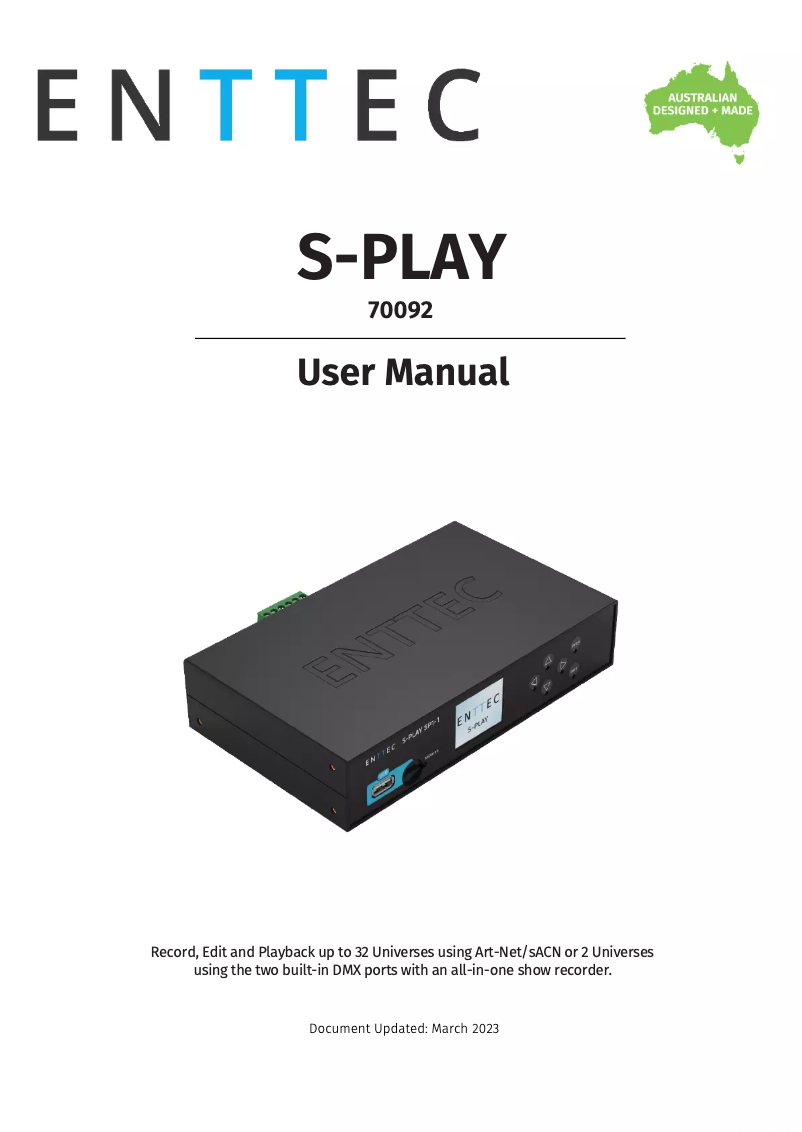 Image de la première page du manuel de l'appareil S-Play
