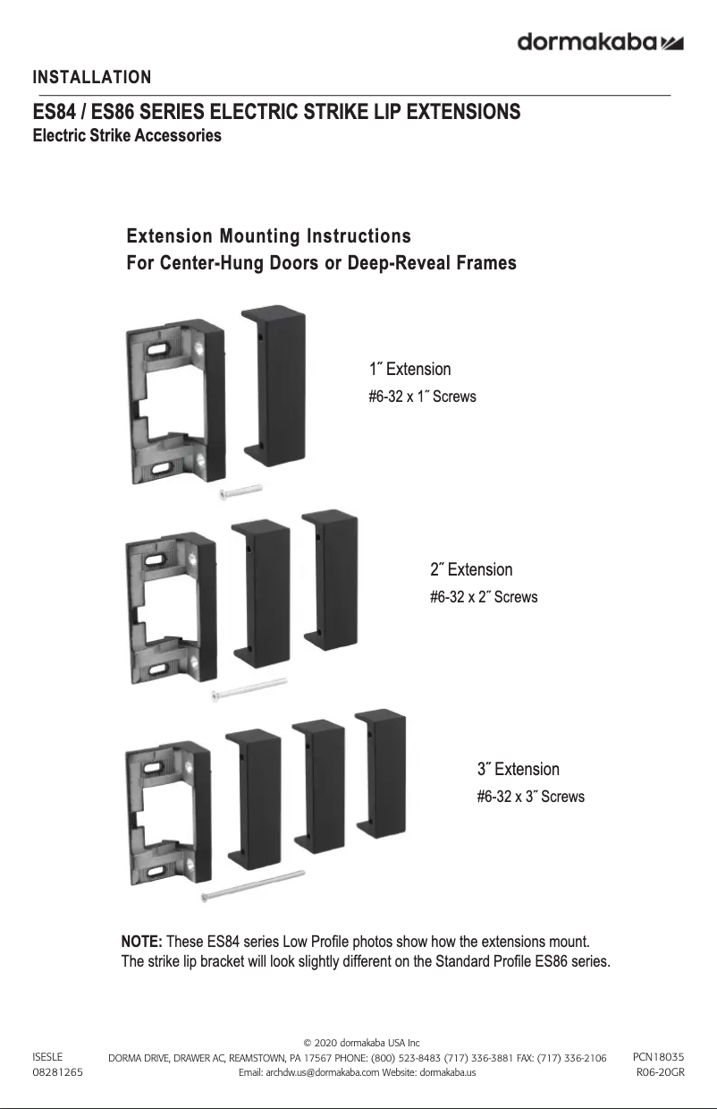 Page 1 de la notice Manuel utilisateur Dormakaba ES84