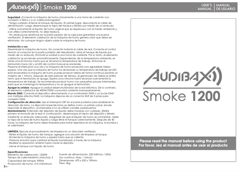 Page 1 de la notice Manuel utilisateur Audibax Smoke 1200