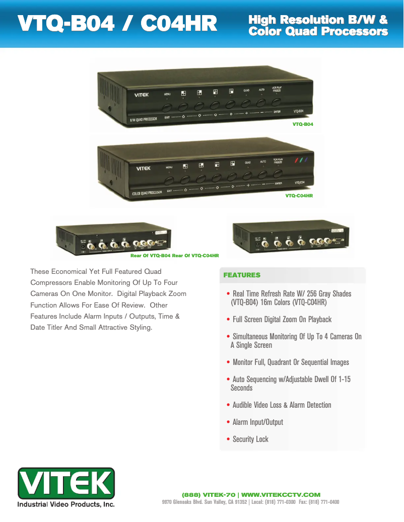 Page 1 de la notice Manuel utilisateur Vitek VTQ-B04