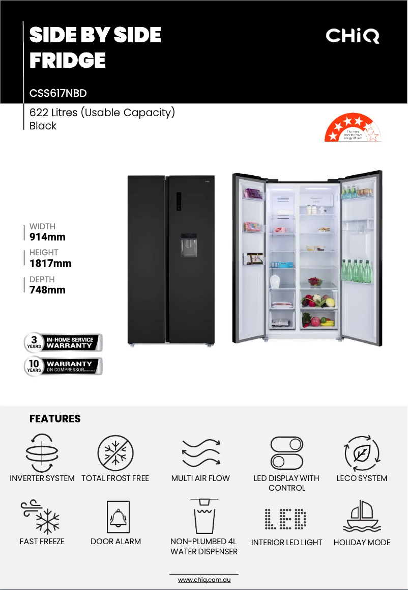 Page 1 de la notice Fiche technique CHiQ CSS617NBD