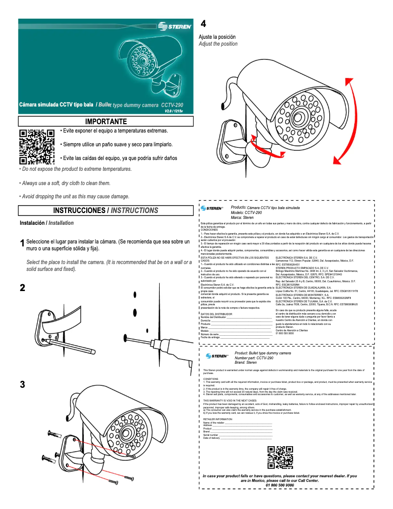 Page n°1 - Manuel utilisateur Steren CCTV-290