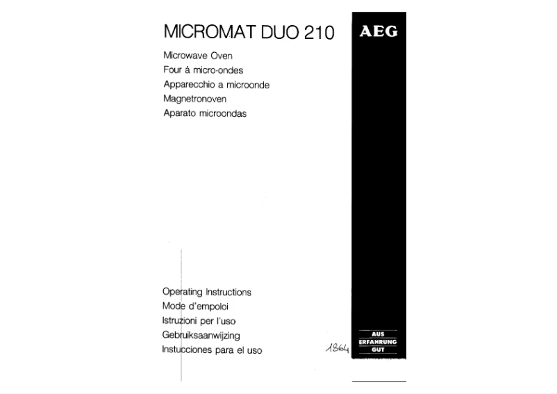 Page 1 de la notice Manuel utilisateur AEG Micromat Duo 210