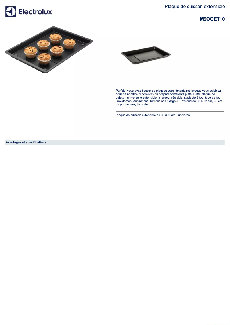 Page 1 de la notice Manuel utilisateur AEG M9OOET10