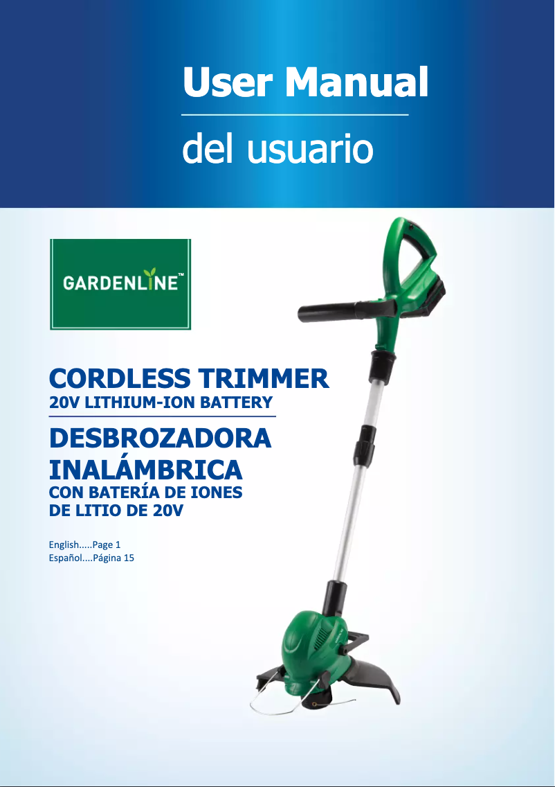 Page n°1 - Manuel utilisateur Gardenline Cordless Trimmer N1F-GT-250/20-D