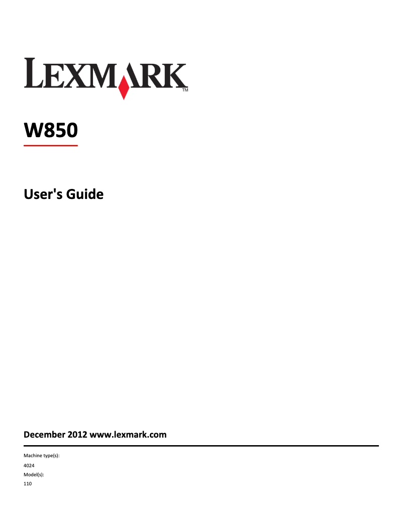 Page 1 de la notice Manuel utilisateur Lexmark W850