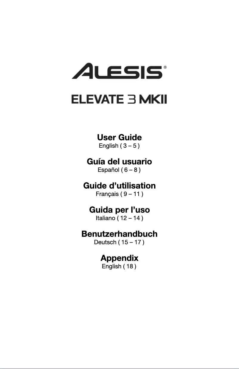 Página 1 del manual Manual de usuario Alesis Elevate 3 MKII