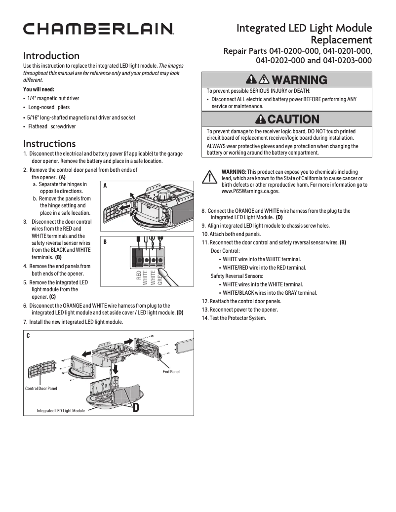 Page 1 de la notice Manuel utilisateur Chamberlain 041-0200-000