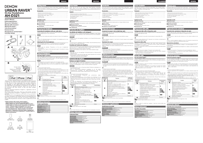 Page 1 de la notice Manuel utilisateur Denon AH-D321