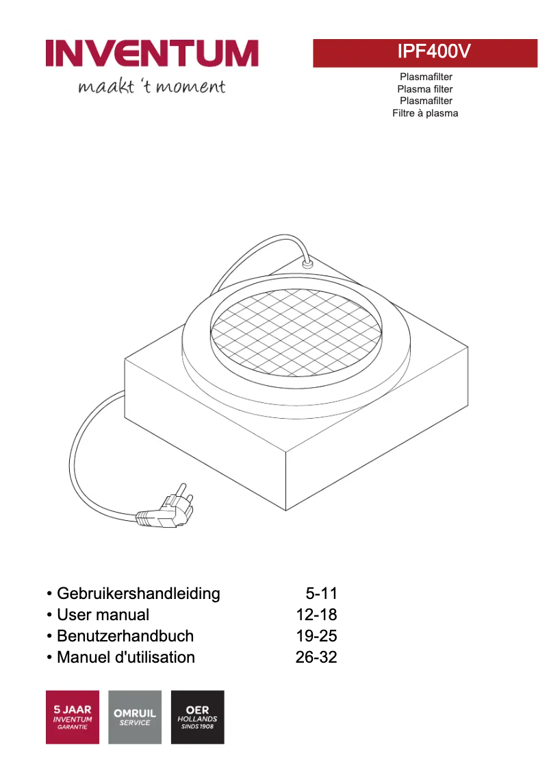 Page n°1 - Manuel utilisateur Inventum IPF400V