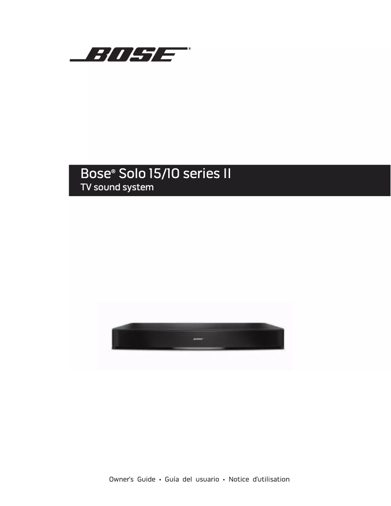 Page n°1 - Manuel utilisateur Bose Solo 15 Series II