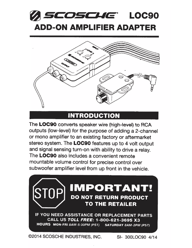 Page 1 de la notice Manuel utilisateur Scosche LOC90