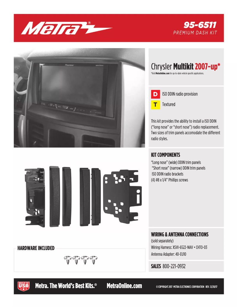 Page n°1 - Fiche technique Metra 95-6511