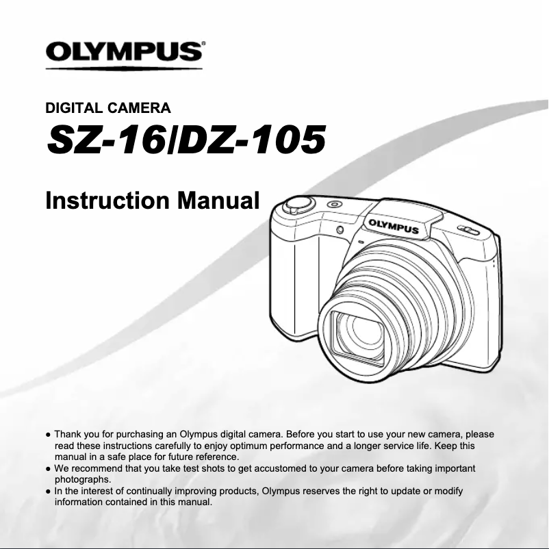 Page 1 de la notice Manuel utilisateur Olympus SZ-16