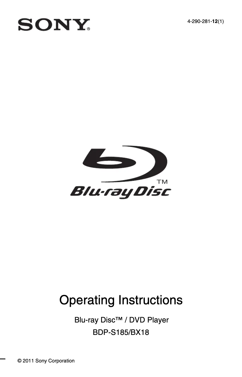 Page 1 de la notice Manuel utilisateur Sony BDP-BX18