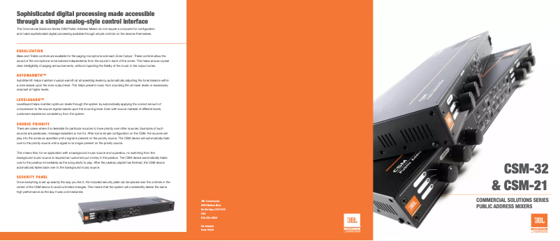 Page 1 de la notice Brochure JBL CSM-21