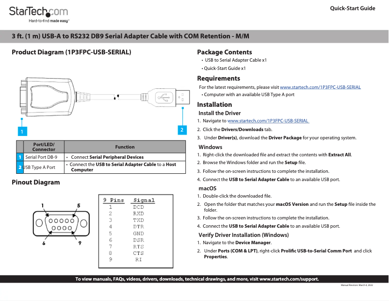 Image de la première page du manuel de l'appareil 1P3FPC-USB-SERIAL