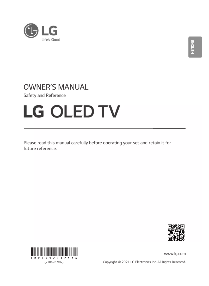 Page 1 de la notice Manuel utilisateur LG OLED55B1PVA