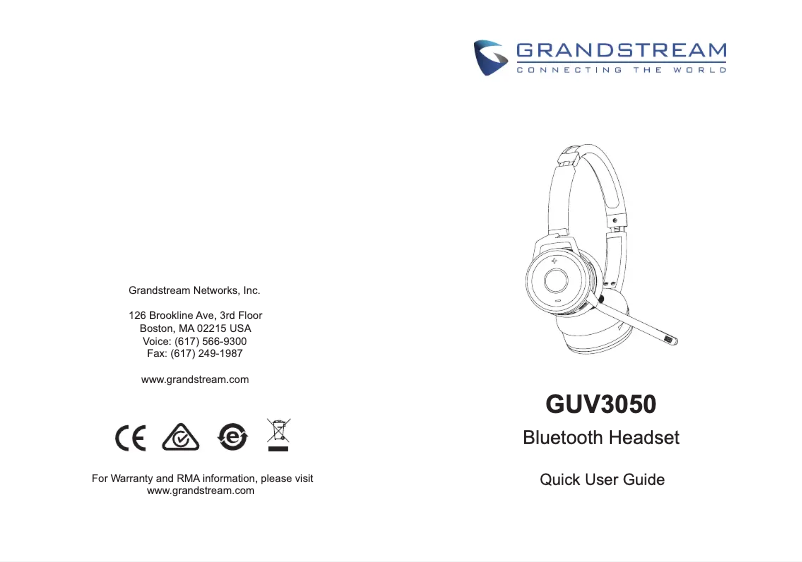 Page 1 de la notice Guide de démarrage rapide Grandstream GUV3050