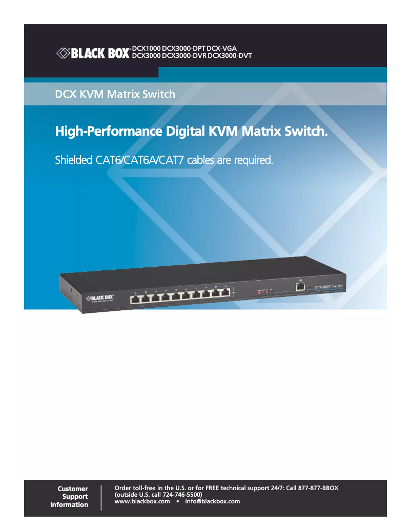 Page n°1 - Manuel utilisateur Black Box DCX3000-DVR