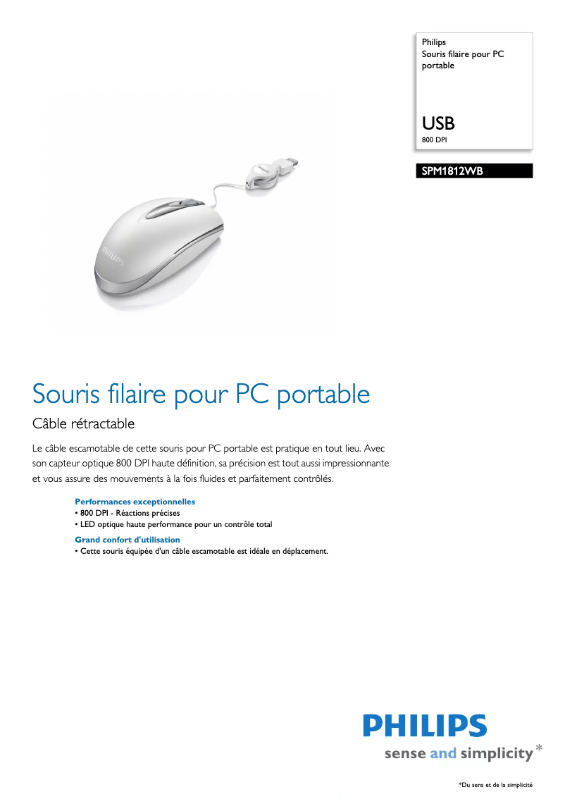 Page n°1 - Fiche technique Philips SPM1812