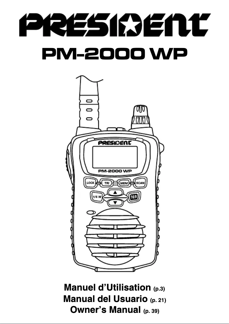 Page 1 de la notice Manuel utilisateur President PM-2000 WP