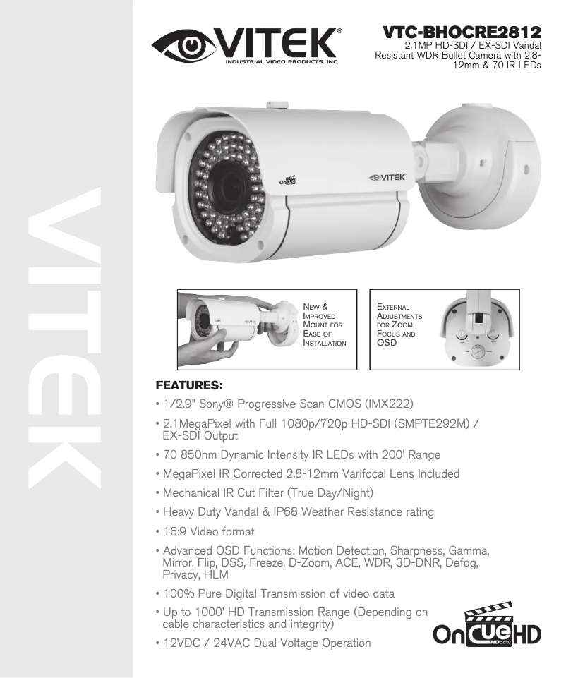 Page n°1 - Manuel utilisateur Vitek VTC-BHOCRE2812