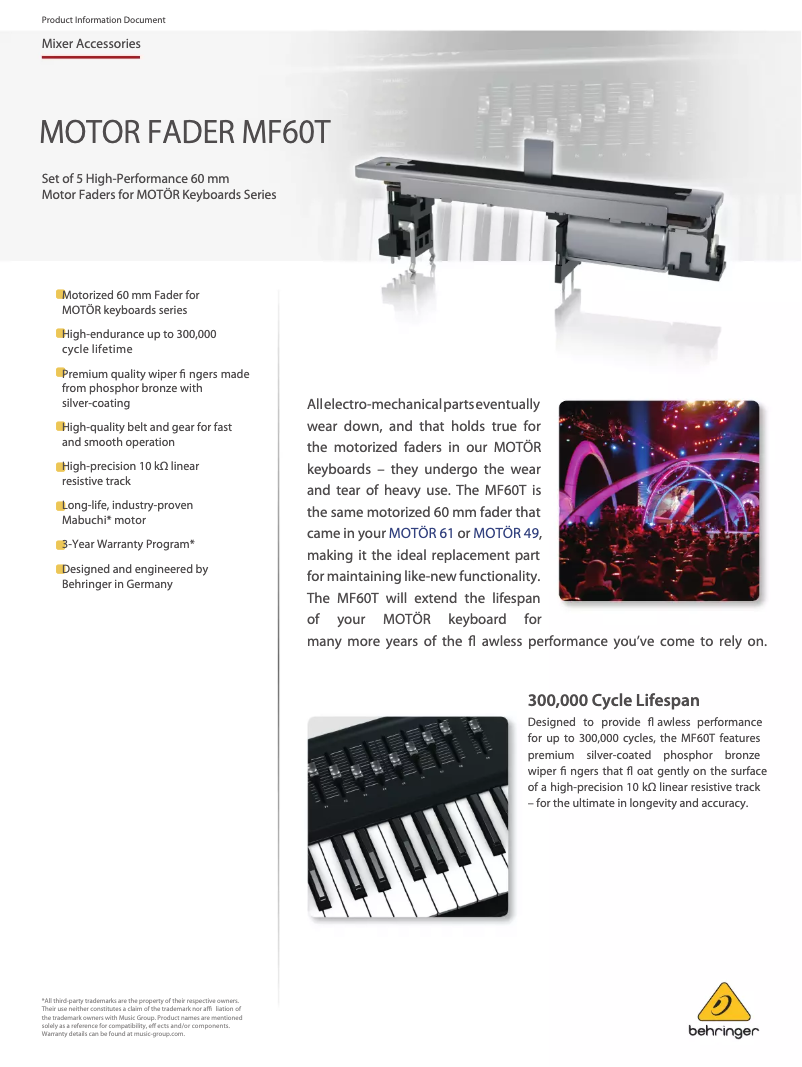Page n°1 - Fiche technique Behringer Motor Fader MF60T