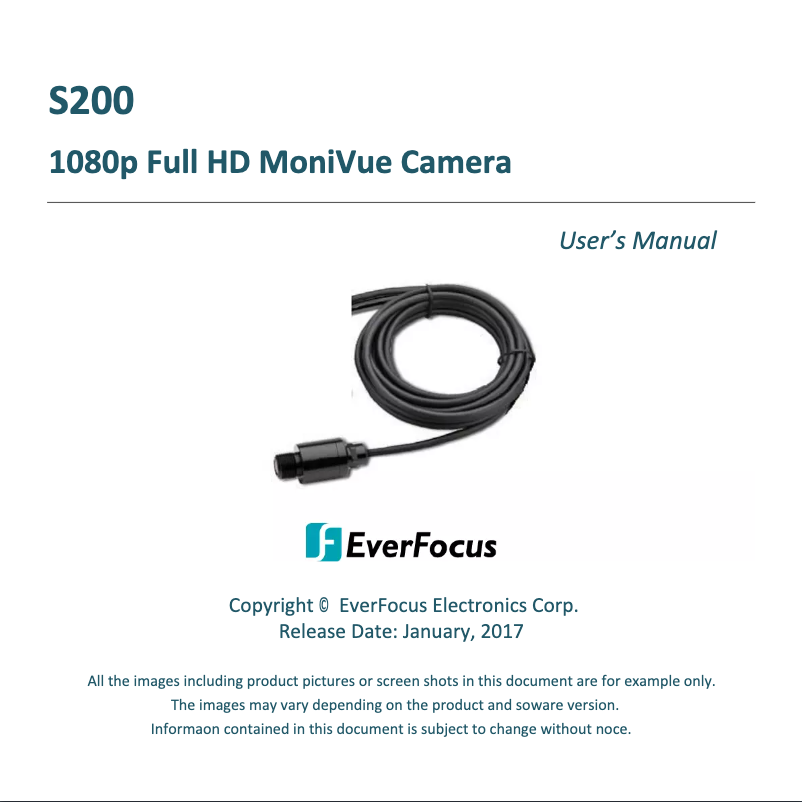 Page n°1 - Manuel utilisateur EverFocus S200