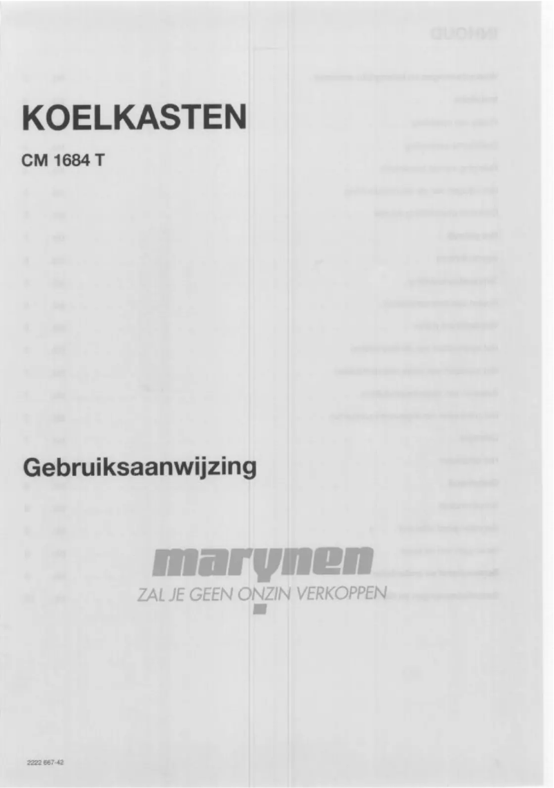 Page n°1 - Manuel utilisateur Marijnen CM 1684 T