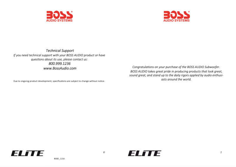 Page 1 de la notice Manuel utilisateur Boss BE8D