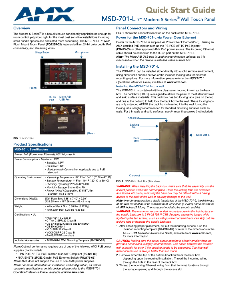 Page n°1 - Mode d'emploi AMX MSD-701
