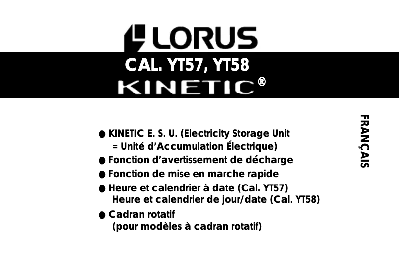 Page 1 de la notice Manuel utilisateur Lorus YT58