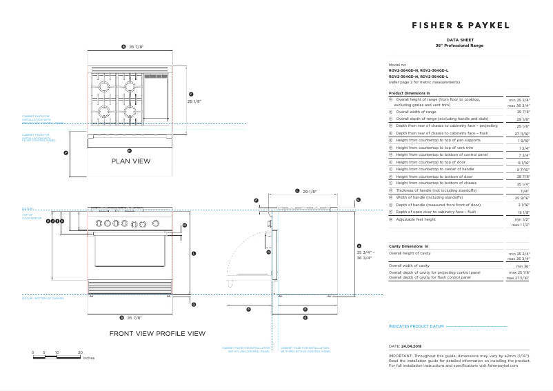 Page n°1 - Fiche technique Fisher & Paykel RDV2-364GD