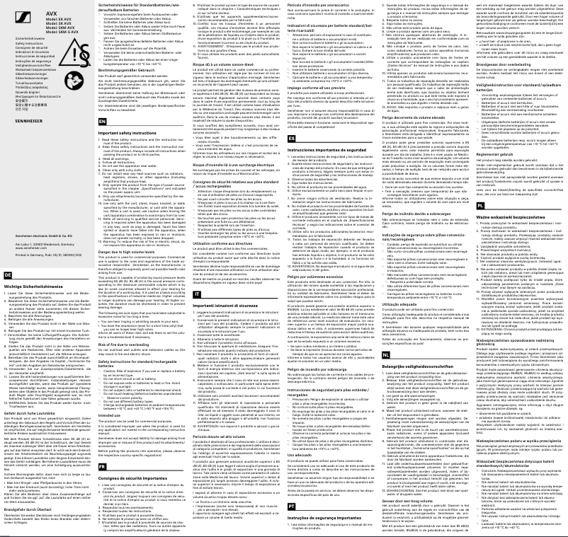 Page 1 de la notice Instructions de sécurité Sennheiser AVX-835