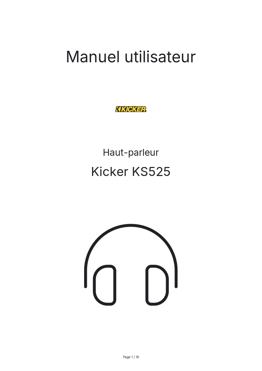 Page n°1 - Manuel utilisateur Kicker KS525