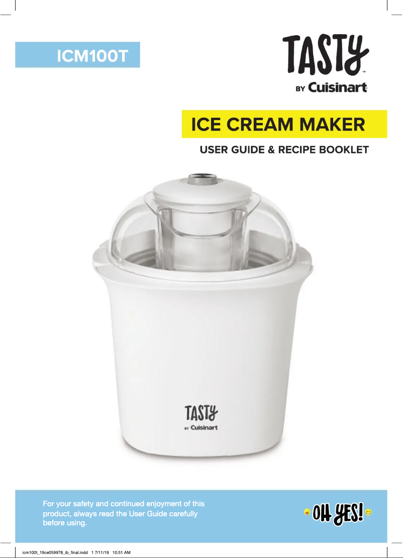 Page 1 de la notice Manuel utilisateur Cuisinart ICM100T
