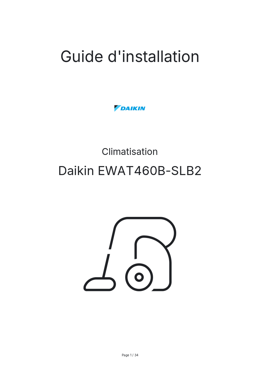 Page n°1 - Guide d'installation Daikin EWAT460B-SLB2