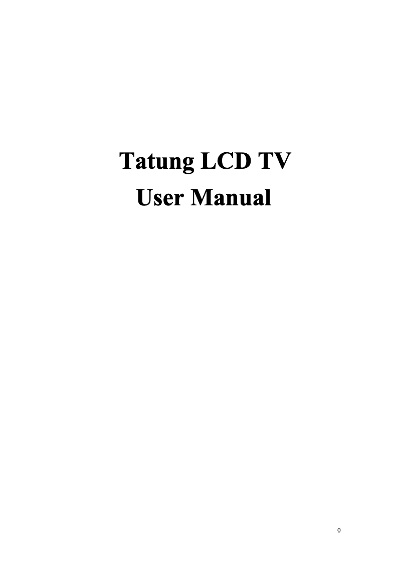 Page 1 of the manual User Manual Tatung V20KCDD
