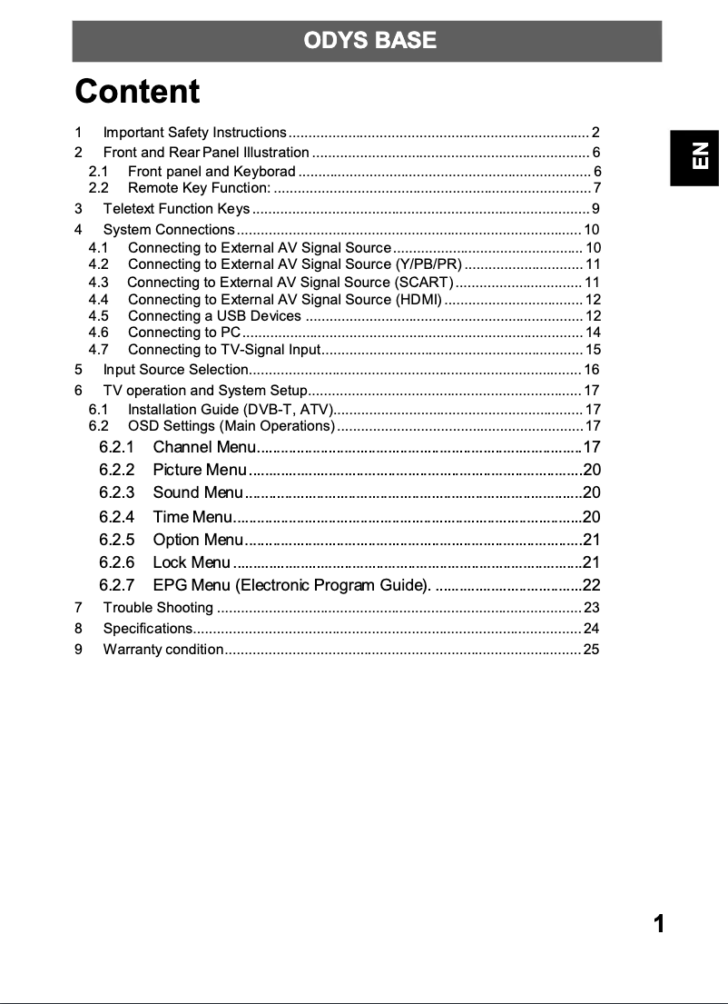 Page n°1 - Manuel utilisateur Odys BASE 26